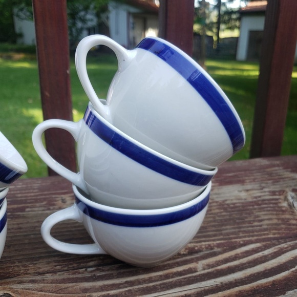 [8] Everyday Gibson Mug Set - Cobalt Blue Striped and Glazed - Picture 3 of 12
